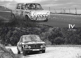 Jiménez-Barrera (Simca 1000) y Jiménez-Alonso (BMW 2002 Ti). Rally de España 1972 y Vuelta a España 1973 (JAV Foto)